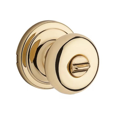 Kwikset Kwikset: Hancock Privecy Door Knob with Round Rose / Polished Brass KWS-730H-RDT-3